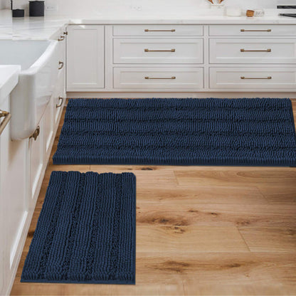 H.VERSAILTEX Bath Rugs for Bathroom Non Slip Bath Mats Extra Thick Chenille Striped Rug 20" x 32" Absorbent Non Skid Fluffy Soft Shaggy Washable Dry Fast Plush Mat for Indoor, Bath Room, Tub - Sage