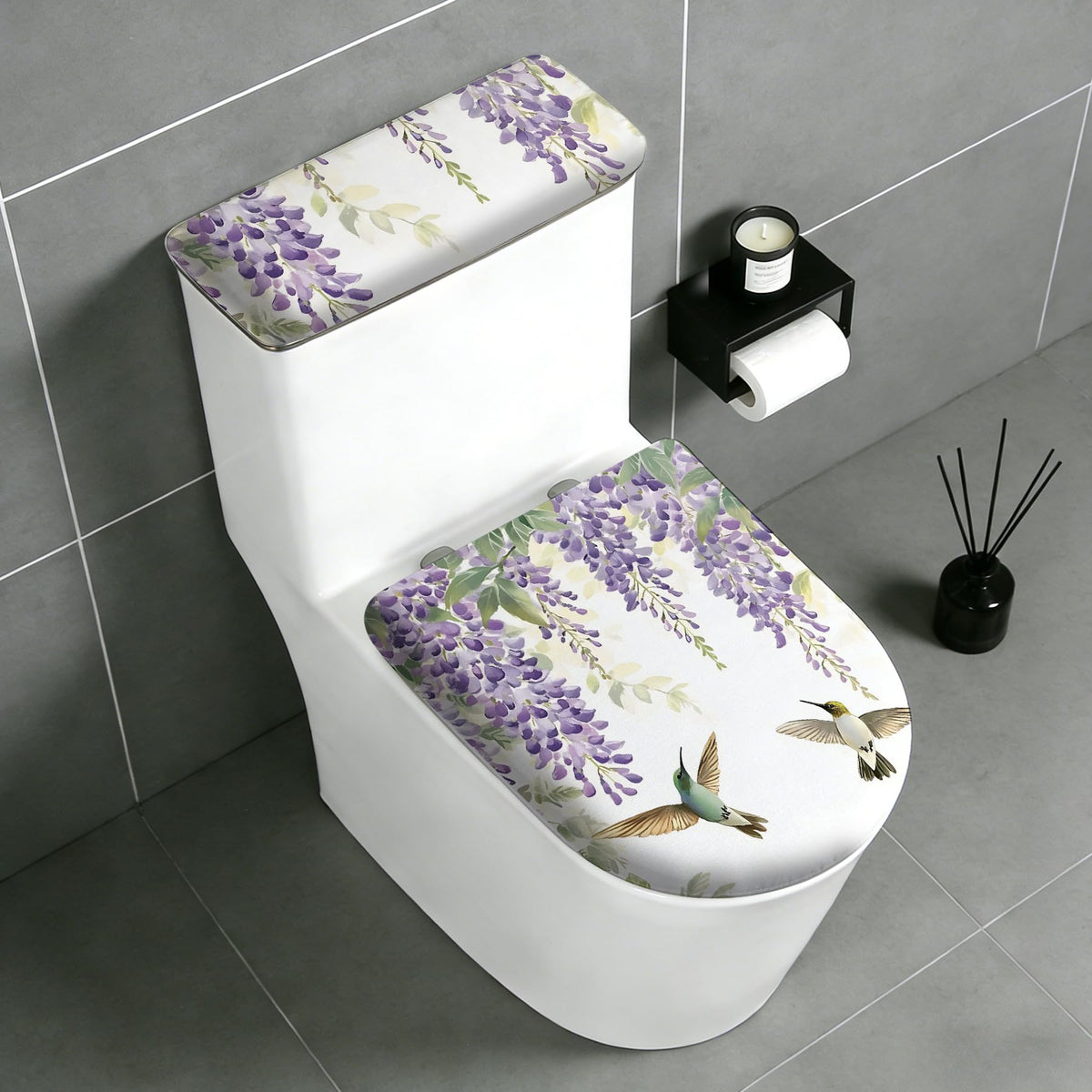 2 pack Toilet Lid Cover & Tank Lid Cover,Fits Standard & Elongated Toilet