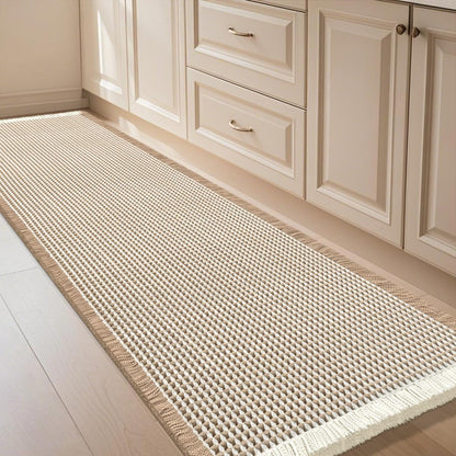 IM HOME Waffle Bath Mat Set 2 Piece Olive Green,Woven Modern Bath Rug Mats, Absorbent Non Slip Bath Floor Mat, Soft Washable Boho Bath Rugs with Tassels for Bathroom, Bedroom, Kitchen,Tub