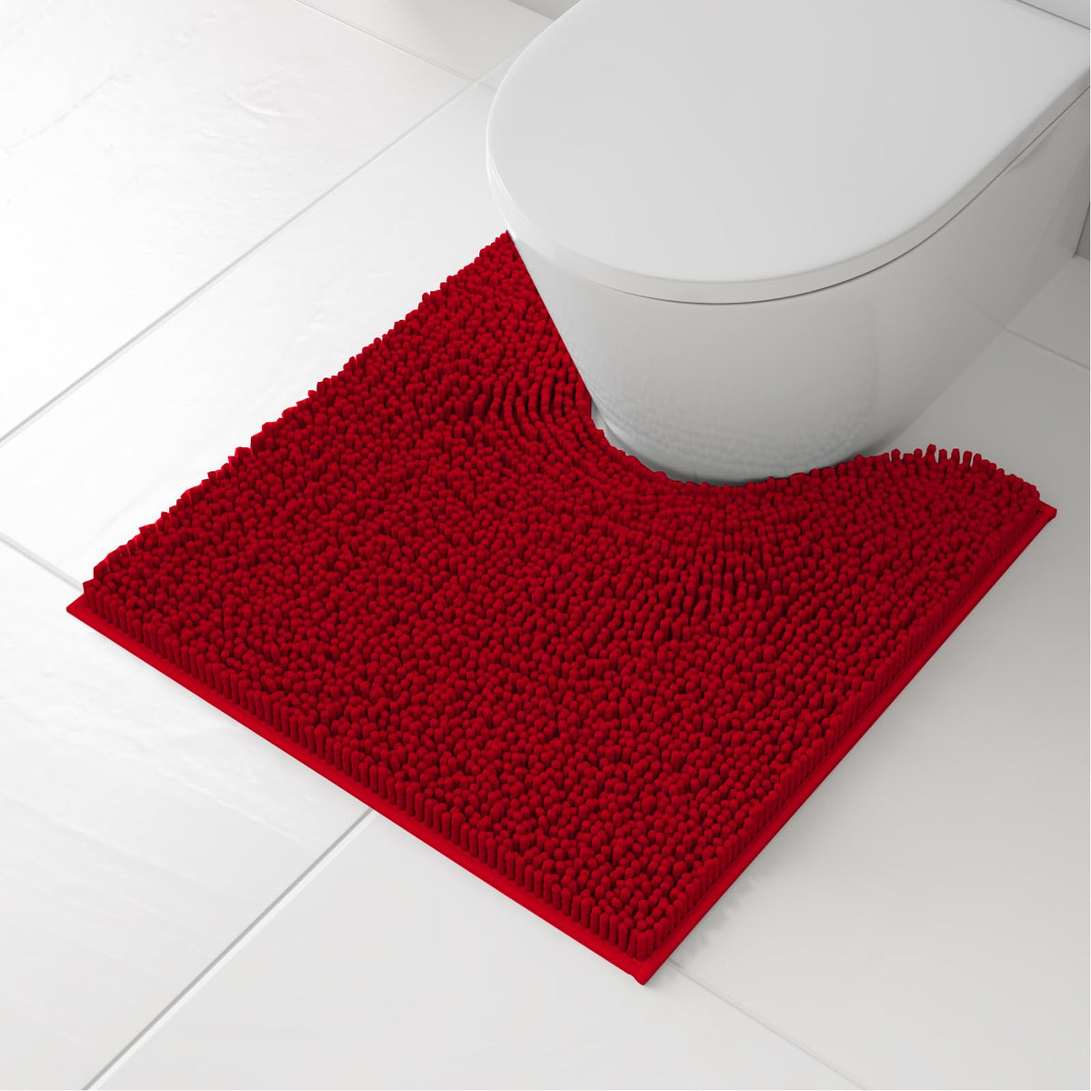 RUN HELIX Bathroom Toilet Lid Cover,Chenille Machine Washable Seat Covers, 17.5x15, Stays in Place Rubber Backing, Fits Most Round, Elongated and Oblong Lids, Accessories Decor, Blue