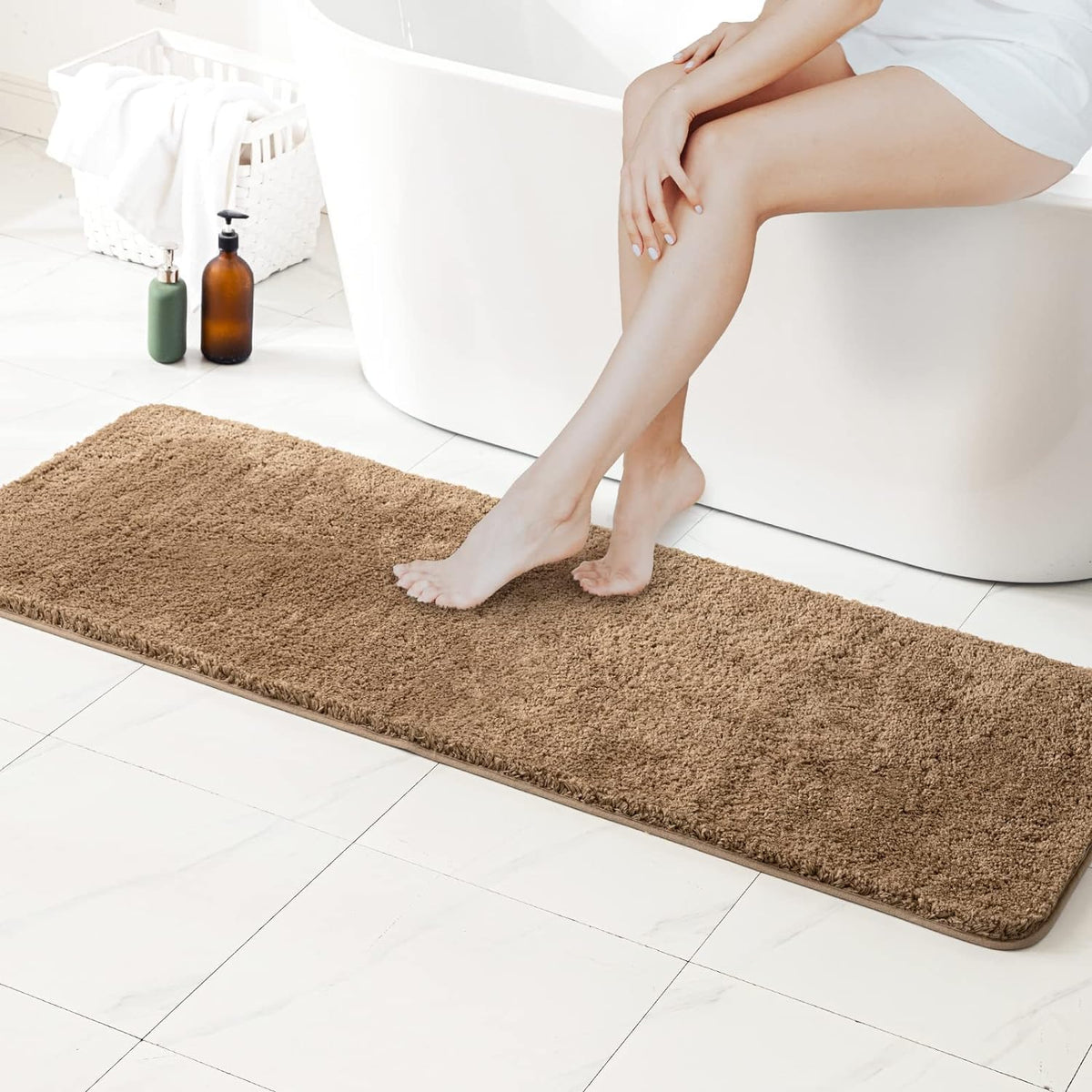 MIULEE Teal Bathroom Rugs Soft Small Microfiber Bath Mat 16x24 Inch