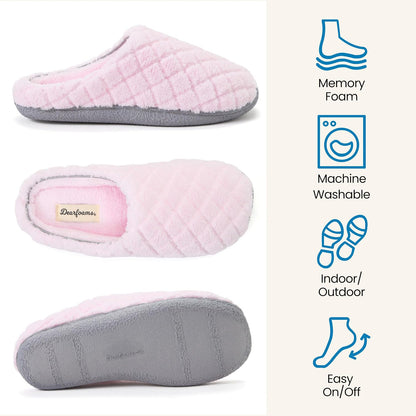 Leslie Terry Clog House Shoes with Memory Foam, Indoor Slippers with Wide Widths