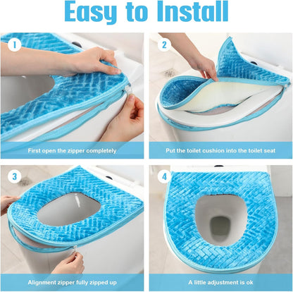 Riakrum 4 Pcs Toilet Seat Covers Pads for Bathroom, Elegant, Bright Mix