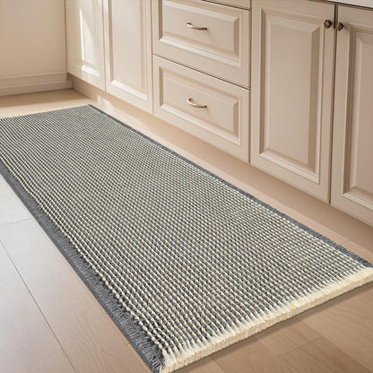 IM HOME Waffle Bath Mat Set 2 Piece Olive Green,Woven Modern Bath Rug Mats, Absorbent Non Slip Bath Floor Mat, Soft Washable Boho Bath Rugs with Tassels for Bathroom, Bedroom, Kitchen,Tub