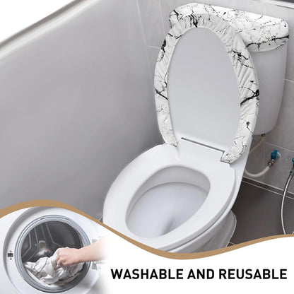 WRENYZK White Marble Toilet Lid Cover, Toilet Lid and Toilet Tank Cover