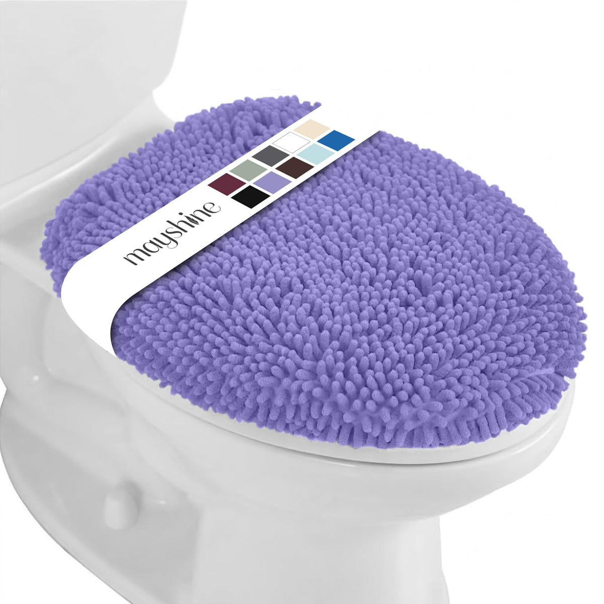 MAYSHINE Toilet Lid Cover - Spa Blue, Plush Microfiber Oval Toilet Seat Covers for Bathroom, Machine Washable Elongated Toilet Cover Seat, Stretches up to 21"x19"