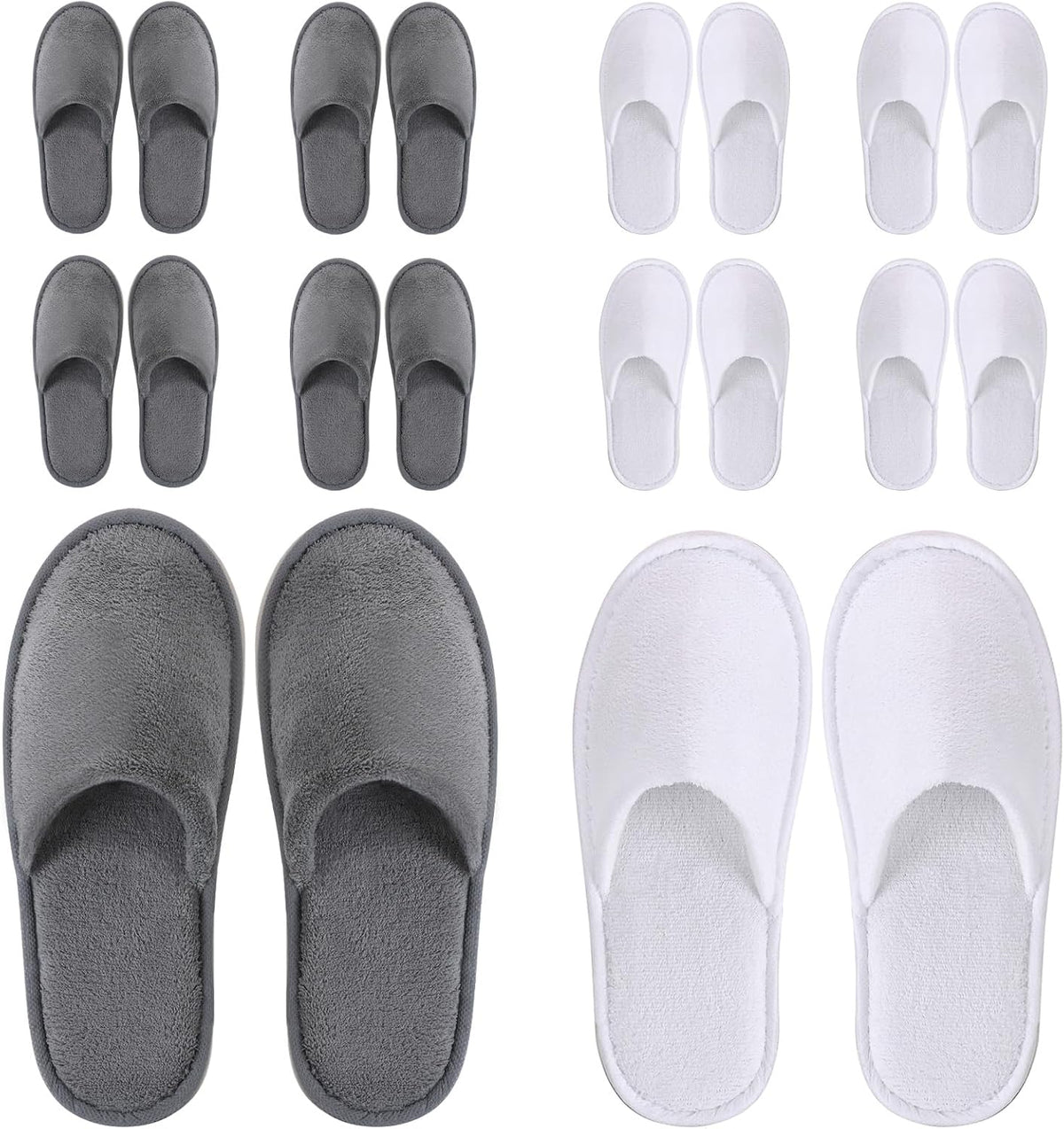 10 Pairs Disposable House Slippers for Guests, Cotton Spa Slippers Bulk