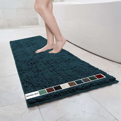 Muddy Mat Chenille Bathroom Rugs Quick Dry Microfiber Mats Non Slip Washable, Extra Thick, Soft and Highly Absorbent Bath Mats for Bathroom, Kitchen, and Shower Floor - Grey Small 28"X18"