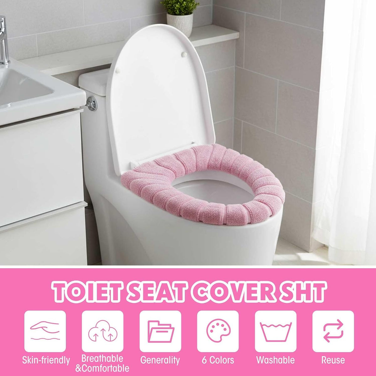 Tegeme 12 Pcs Thicker Bathroom Toilet Seat Cover Pad, 11.8 Inch, Colorful