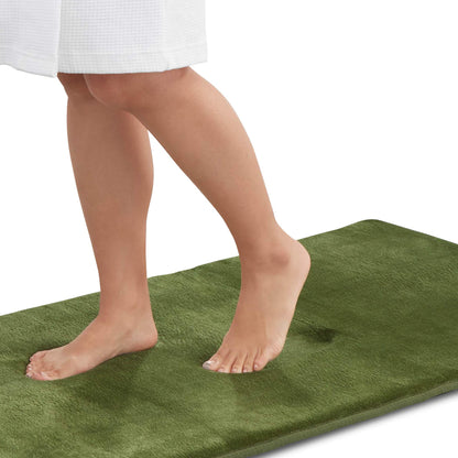 Memory Foam Bath Mat Non Slip Absorbent Super Cozy Velvet Bathroom Rug Carpet (17 inches X 24 inches, Grey)
