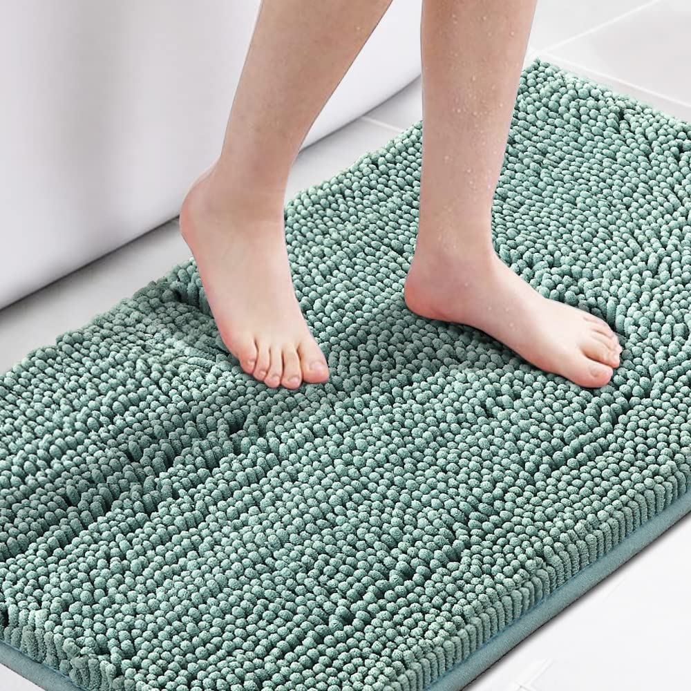 H.VERSAILTEX Bath Mat for Bathroom Non Slip Luxury Chenille Ultra Soft Bath Rugs 24x36 Absorbent Non Skid Shaggy Rugs Washable Dry Fast Plush Area Carpet Mats for Indoor, Bath Room, Tub - Black