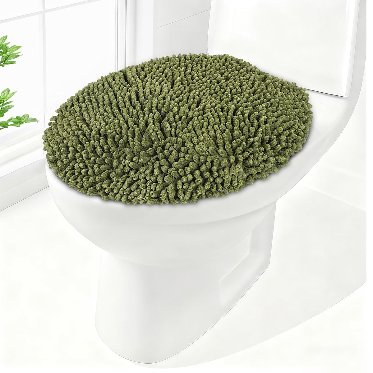 Soft Chenille Toilet Lid Cover 19.5L" x 18.5W" Machine Washable