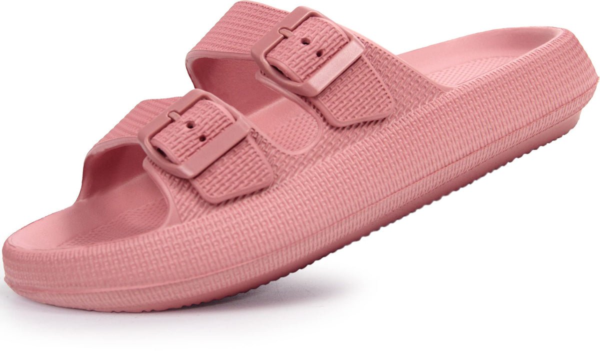 Weweya Sandals for Women Men Pillow Slippers Double Buckle Flat Slides
