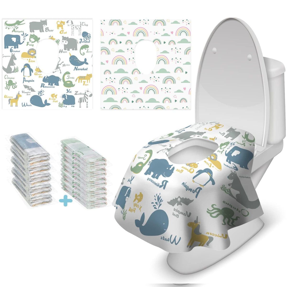 Blissful Diary 30 Pcs Toilet Seat Covers Disposable for Toddlers & Adults, Extra Large Waterproof, Portable Package for Travel, Kids Potty Training(Purple Flowers)