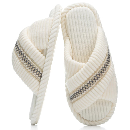 GOEWY Slippers for Women with Memory Foam Open toe House Bedroom Shoes