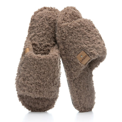 GOEWY Fuzzy Open Toe Slippers for Women Indoor with Comfy Memory Foam