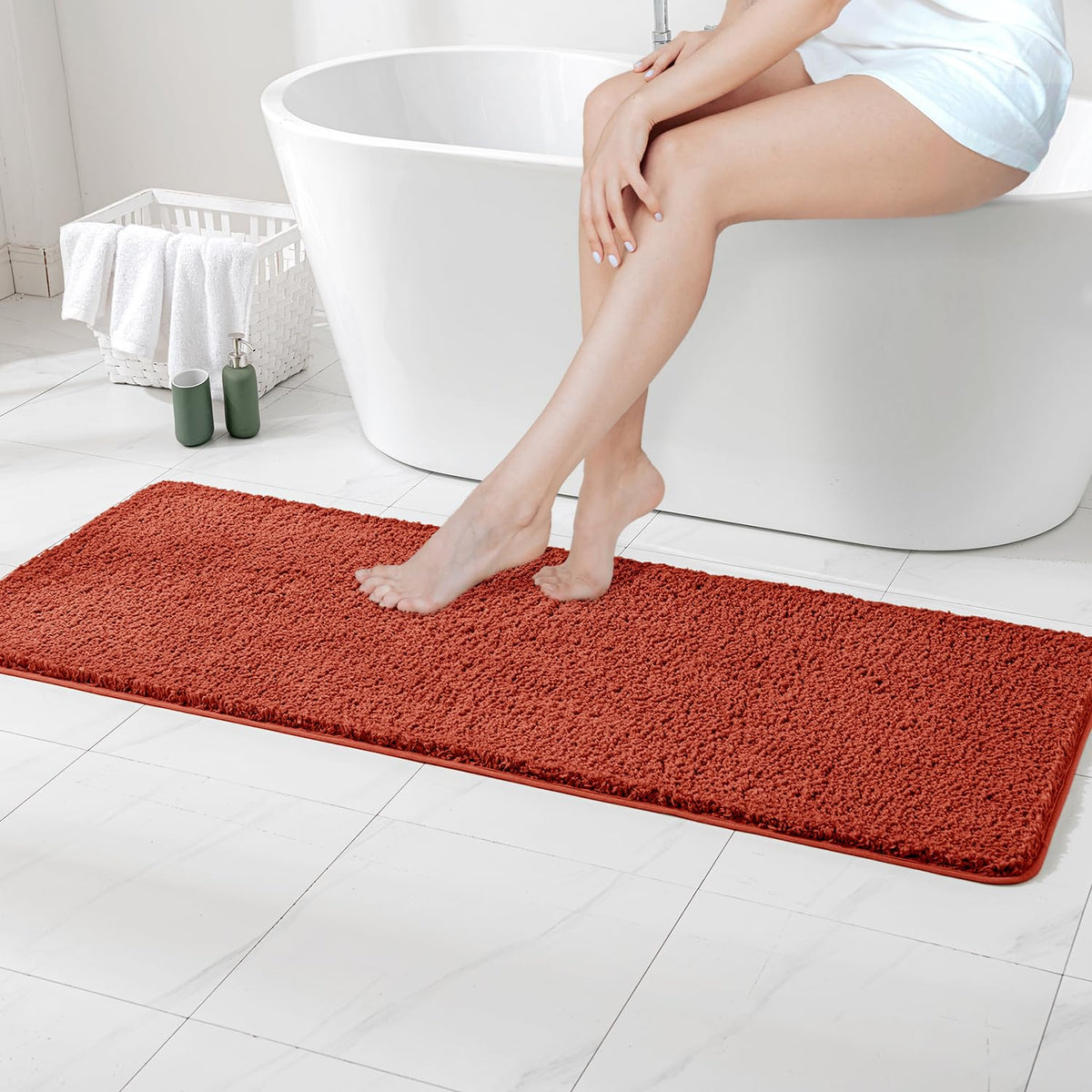 MIULEE Teal Bathroom Rugs Soft Small Microfiber Bath Mat 16x24 Inch