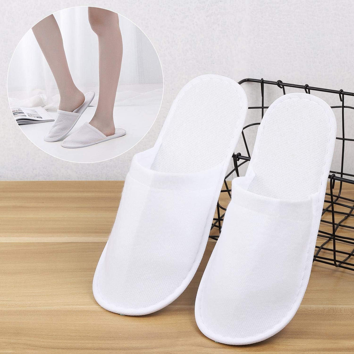Tbestmax 24 Pairs Spa Slippers Flip Flops Disposable Slippers for Hotel Guests Women Men Closed Toe Super Comfort White