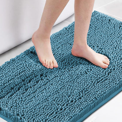 H.VERSAILTEX Bath Mat for Bathroom Non Slip Luxury Chenille Ultra Soft Bath Rugs 24x36 Absorbent Non Skid Shaggy Rugs Washable Dry Fast Plush Area Carpet Mats for Indoor, Bath Room, Tub - Black