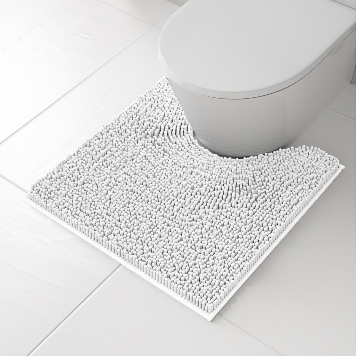 RUN HELIX Bathroom Toilet Lid Cover,Chenille Machine Washable Seat Covers, 17.5x15, Stays in Place Rubber Backing, Fits Most Round, Elongated and Oblong Lids, Accessories Decor, Blue