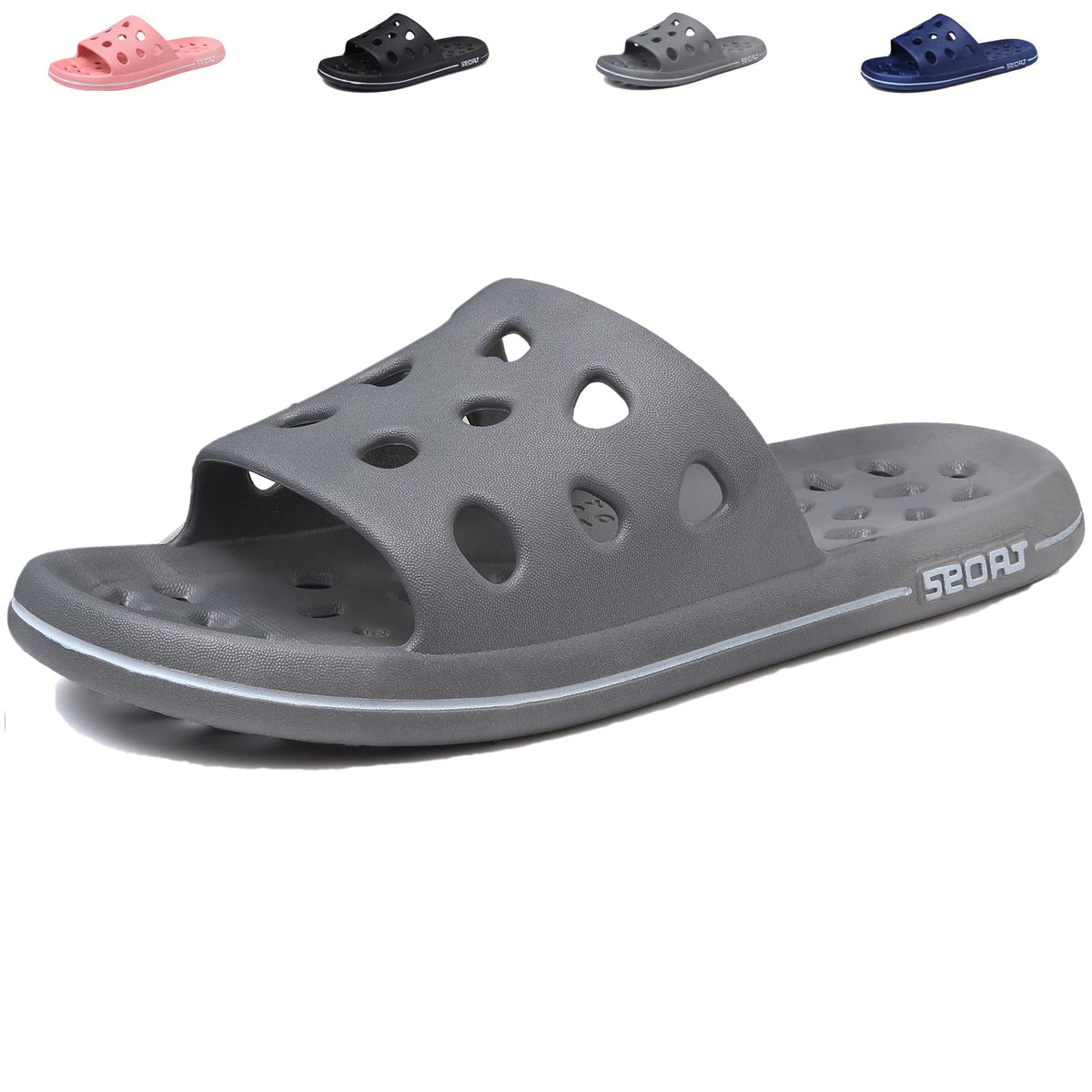 Shower Shoes for Women Men, Quick Drying Shower Sandals with Drain Holes