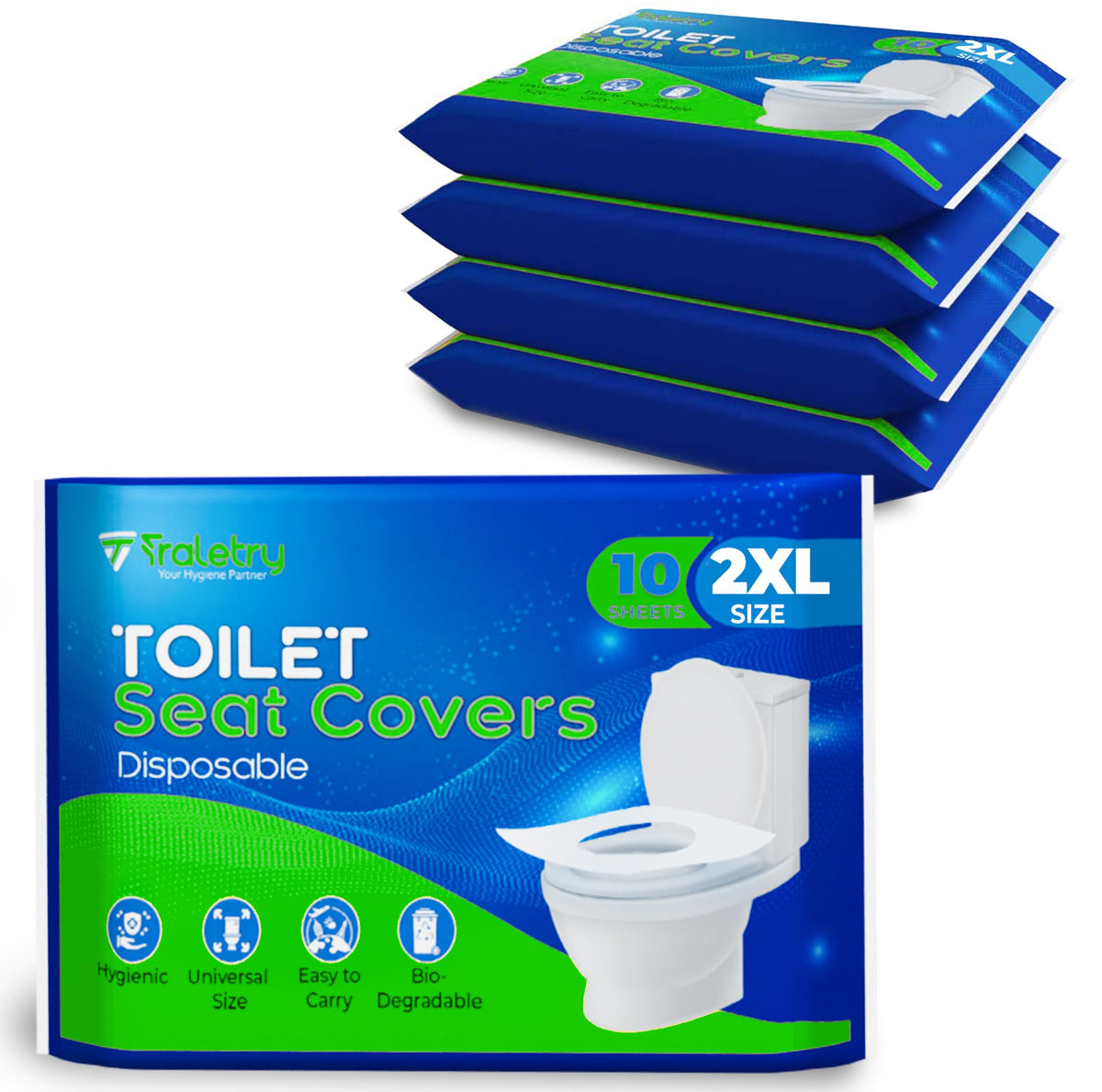 Toilet Seat Covers Disposable Flushable Travel Pack of 100, XL Biodegradable Paper Toilet Seat Covers for Adults & Kids, Public Restroom, Airplane & Camping Travel Essentials