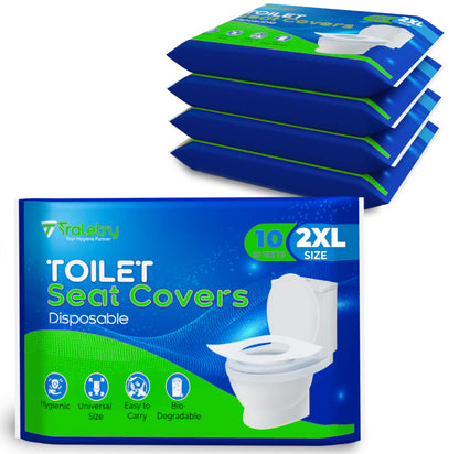 Toilet Seat Covers Disposable Flushable Travel Pack of 100, XL Biodegradable Paper Toilet Seat Covers for Adults & Kids, Public Restroom, Airplane & Camping Travel Essentials