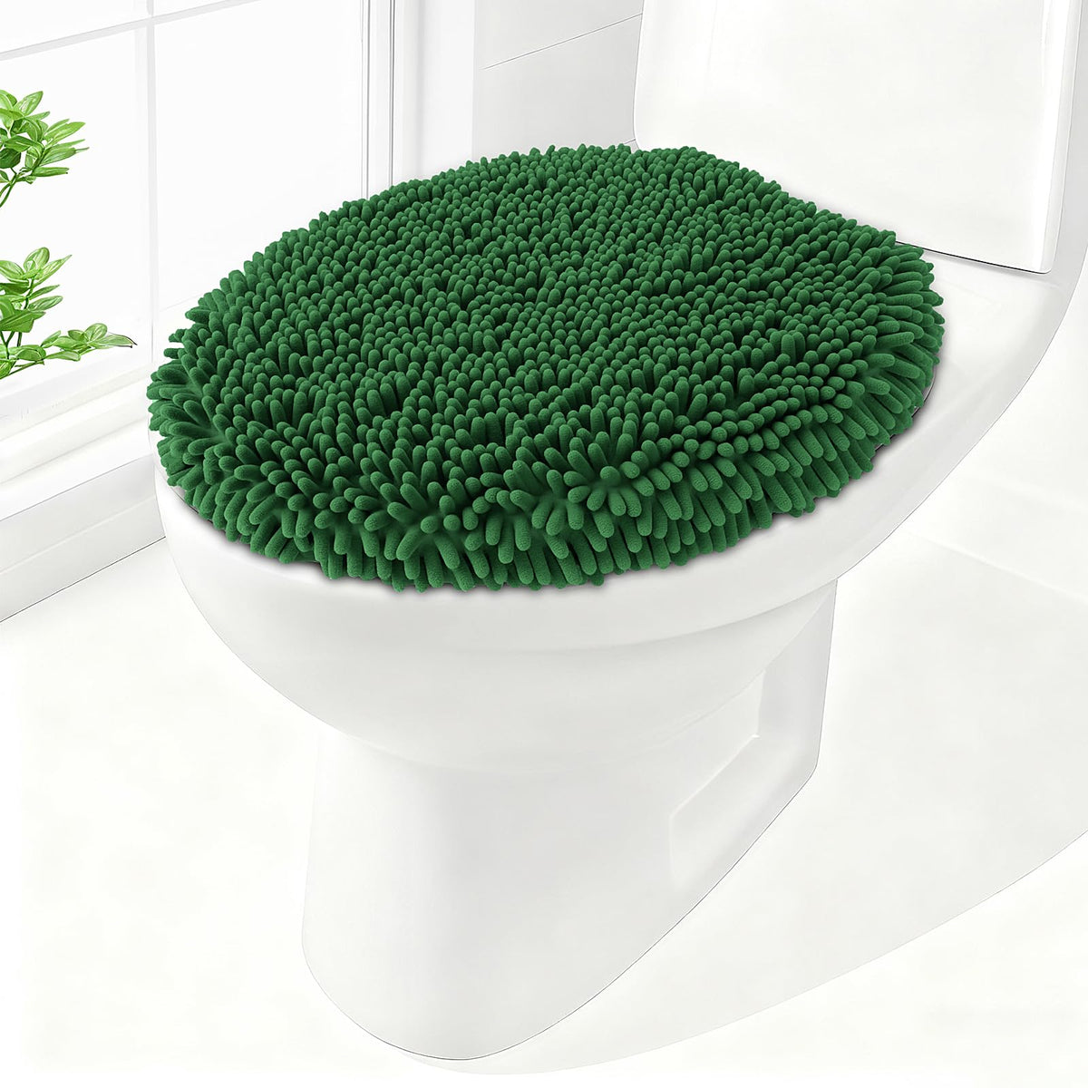 Soft Chenille Toilet Lid Cover 19.5L" x 18.5W" Machine Washable