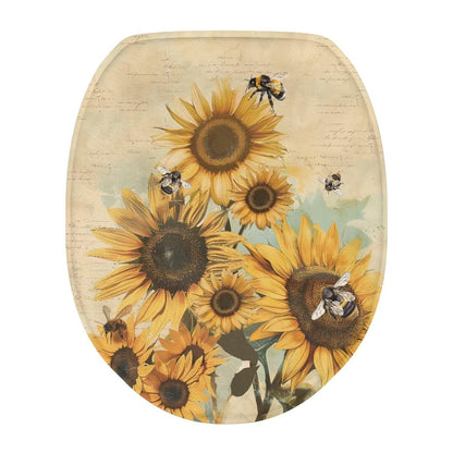 Toilet Lid Covers for Bathroom Elongated Cat Irises Thick Toilet Seat Lid Cover Elongated Oval Round Soft Fabric Toilet Seat Lid Cover with Elastic Edges Machine Washable