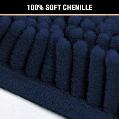 H.VERSAILTEX Navy Blue Bath Rug, Bath Mat Non Slip Bath Mats for Bathroom Floor, Bathroom Rug Extra Thick Chenille Rug 17" x 24" Absorbent Soft Shaggy Washable Dry Fast Plush Rugs for Bathtubs