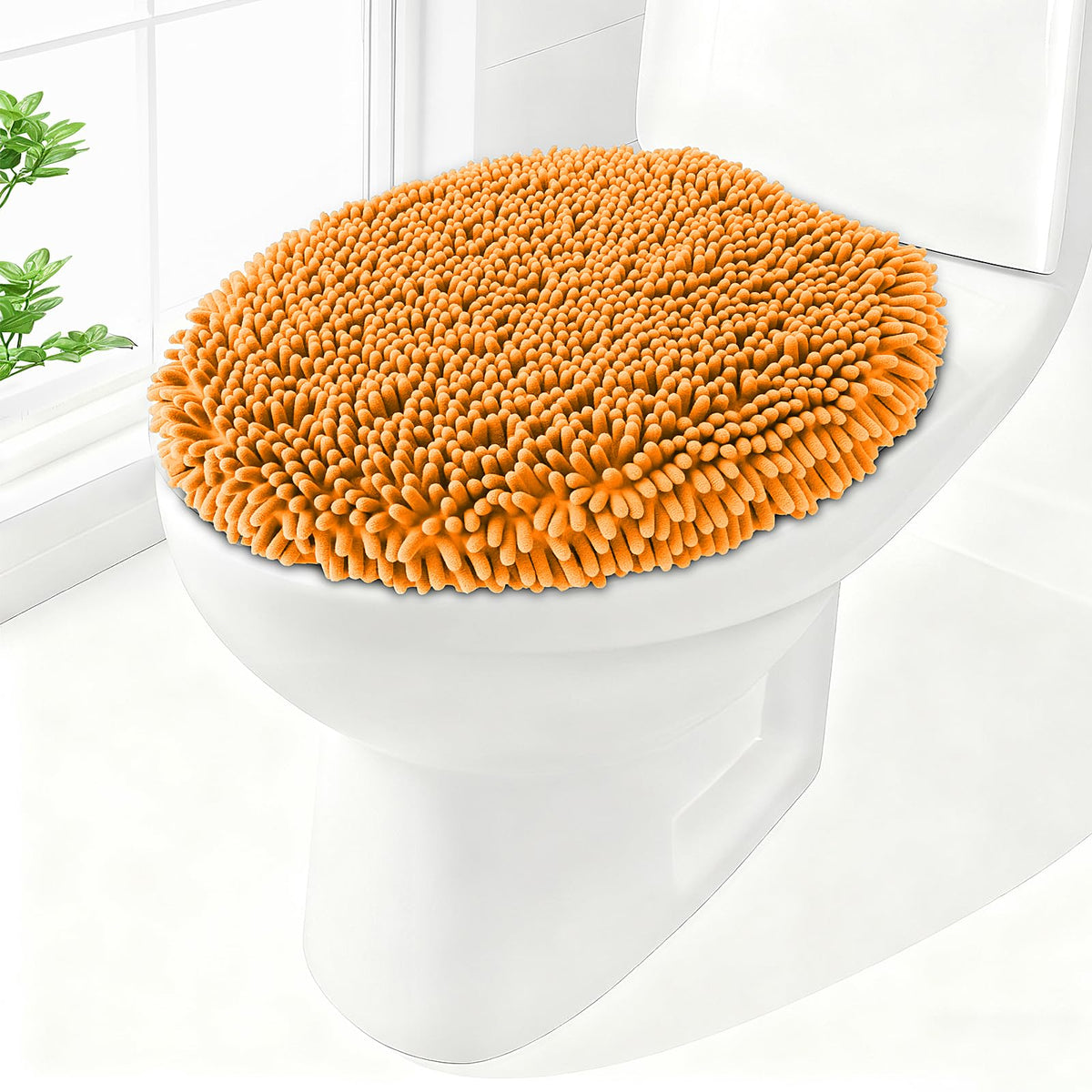 Soft Chenille Toilet Lid Cover 19.5L" x 18.5W" Machine Washable