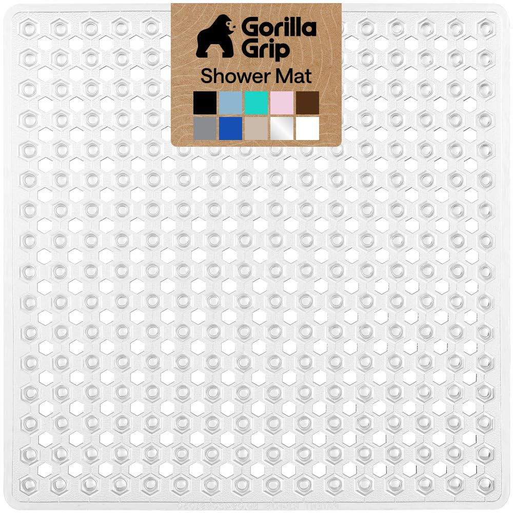 GORILLA GRIP Bath Tub Shower Mat, Bathtub Floor Liner, 35x16 Gray Opaque