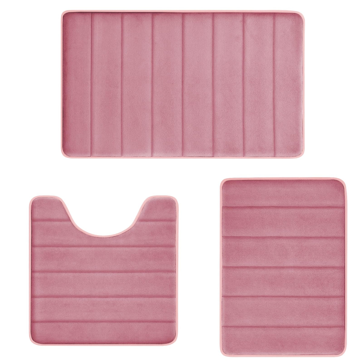 Bathroom Rugs Set Memory Foam Bath Rugs Non-Slip Bath Mat Set 3 Piece,Washable Bathroom Mats,Absorbent Shaggy Rugs Super Soft U-Shaped Toilet Rug,Bahroom Carpets for Bathroom,Tub,Shower（Black）