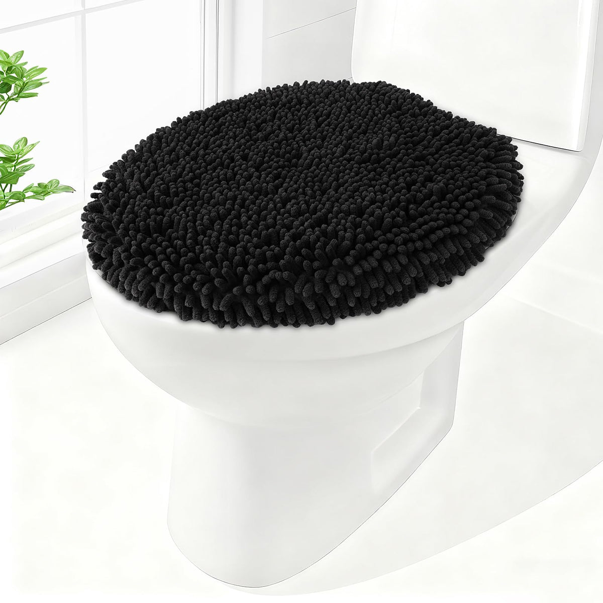 Soft Chenille Toilet Lid Cover 19.5L" x 18.5W" Machine Washable
