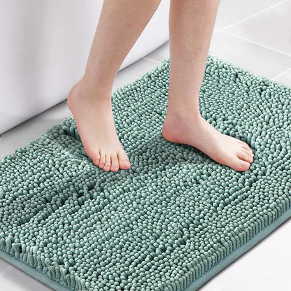 H.VERSAILTEX Bath Mat for Bathroom Non Slip Luxury Chenille Ultra Soft Bath Rugs 24x36 Absorbent Non Skid Shaggy Rugs Washable Dry Fast Plush Area Carpet Mats for Indoor, Bath Room, Tub - Black