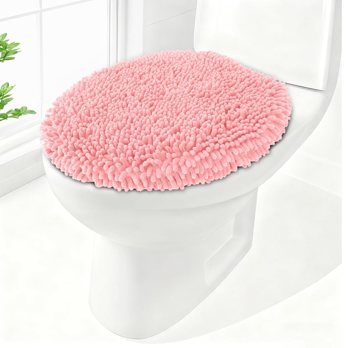 Soft Chenille Toilet Lid Cover 19.5L" x 18.5W" Machine Washable