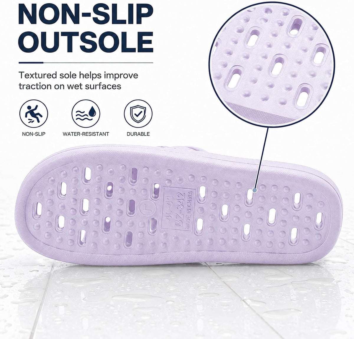 Bath Slippers with Drainage Holes, Quick-Drying Non-Slip Slippers for Home, Dormitory, Bathroom - Unisex