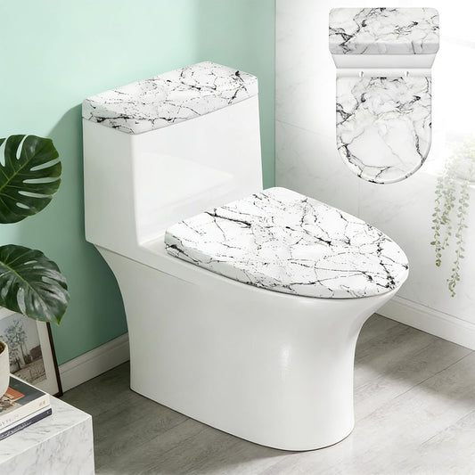 WRENYZK White Marble Toilet Lid Cover, Toilet Lid and Toilet Tank Cover