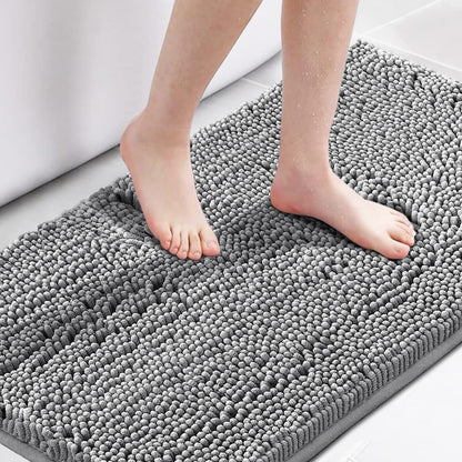 H.VERSAILTEX Bath Mat for Bathroom Non Slip Luxury Chenille Ultra Soft Bath Rugs 24x36 Absorbent Non Skid Shaggy Rugs Washable Dry Fast Plush Area Carpet Mats for Indoor, Bath Room, Tub - Black