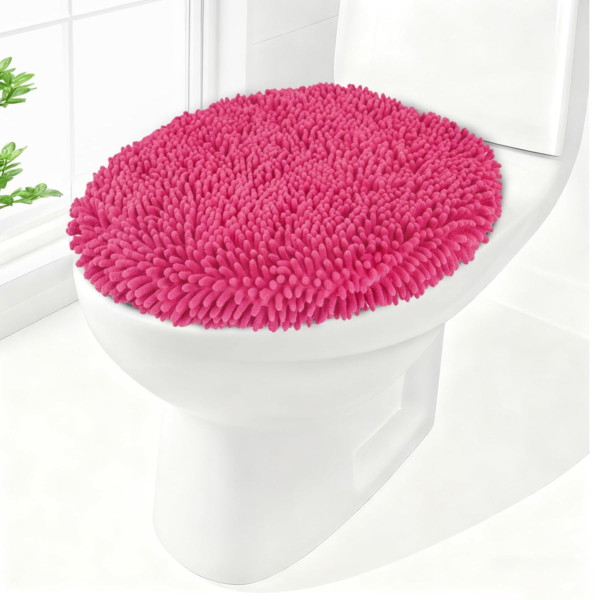 Soft Chenille Toilet Lid Cover 19.5L" x 18.5W" Machine Washable