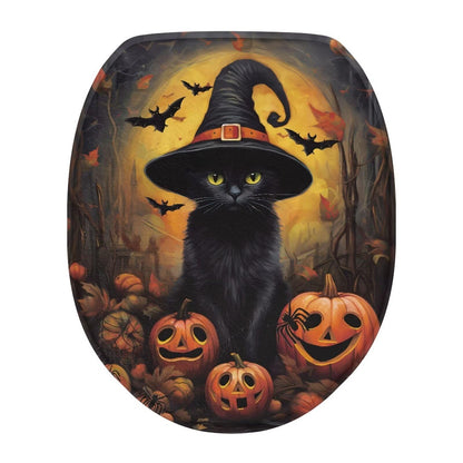 Toilet Lid Covers for Bathroom Elongated Cat Irises Thick Toilet Seat Lid Cover Elongated Oval Round Soft Fabric Toilet Seat Lid Cover with Elastic Edges Machine Washable