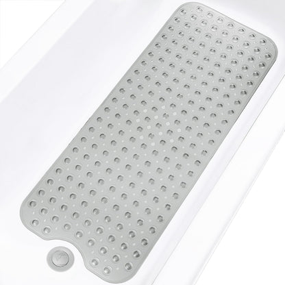 Bathtub and Shower Mats, Extra Long Non-Slip Bath Tub Mat 39 x 16 Inch, Machine Washable Bathmat with Suction Cups & Drain Holes for Bathroom Floor, White