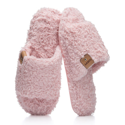 GOEWY Fuzzy Open Toe Slippers for Women Indoor with Comfy Memory Foam