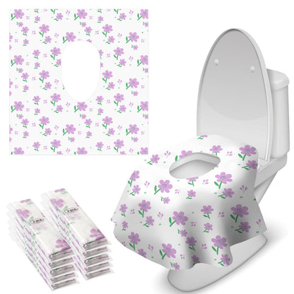 Blissful Diary 30 Pcs Toilet Seat Covers Disposable for Toddlers & Adults, Extra Large Waterproof, Portable Package for Travel, Kids Potty Training(Purple Flowers)