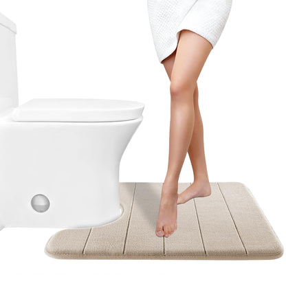 Yimobra Memory Foam Bath Mat, Super Soft Absorbent Bathroom Rug Non Slip, Quick Dry, Machine Washable Floor Carpet for Tub Shower, Home Decor Accessories, 24x17, Cream