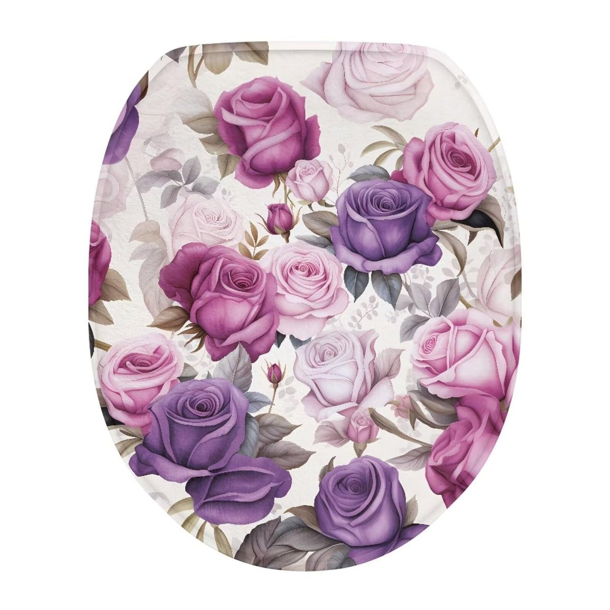 Purple Lavender Elongated Toilet Seat Cover Soft and Absorbent Fabric Toilet Lid Cover Oval Fits Most Standard Lids with Elastic Band for Bathroom Decor Accessories Protective
