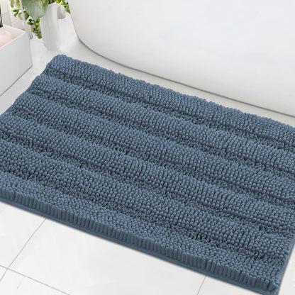 H.VERSAILTEX Bath Rugs for Bathroom Non Slip Bath Mats Extra Thick Chenille Striped Rug 20" x 32" Absorbent Non Skid Fluffy Soft Shaggy Washable Dry Fast Plush Mat for Indoor, Bath Room, Tub - Sage