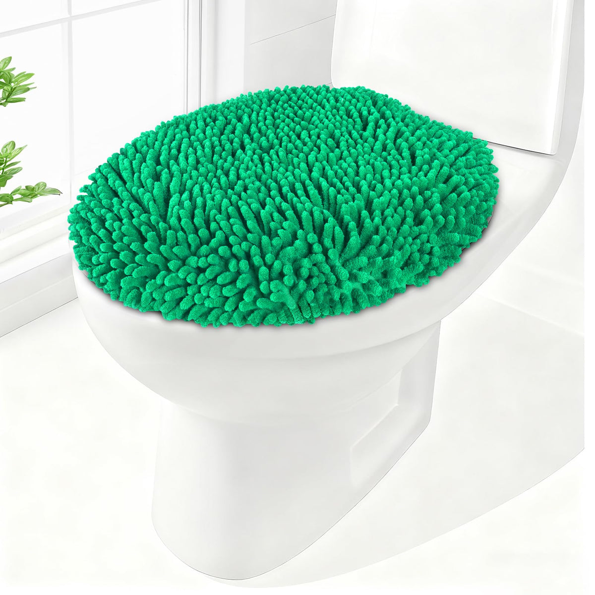 Soft Chenille Toilet Lid Cover 19.5L" x 18.5W" Machine Washable