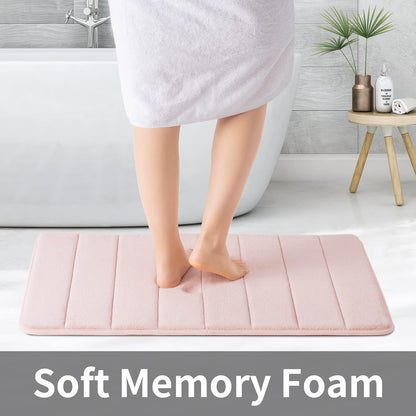 ROSMARUS Memory Foam Bath Mat, 17''x24'', Pink