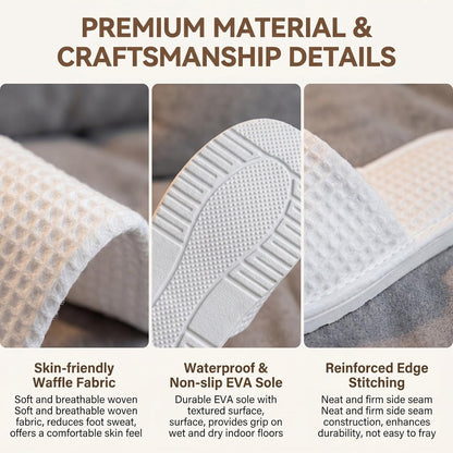 UPSTORE 2 Pairs Disposable Open Toe Spa Slippers, Non Slip House Hotel Slippers, Reusable Guest Footwear for Home Travel Bathroom Spa, Fits Men and Women